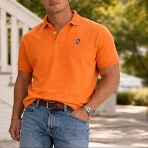 Disney Orange Polo Shirt with Mickey Embroidery